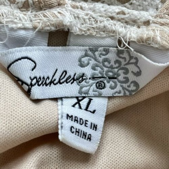 Speechless Women Juniors SZ XL Beige Dress Lace Fit& Flare Stretch - Picture 9 of 11